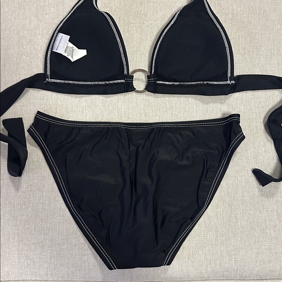 Isaac Mizrahi Black Bikini with Ring Detail Set Size S - Picture 6 of 9